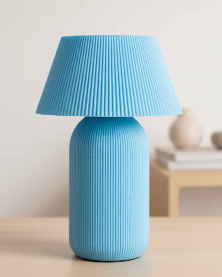 Lámpara azul - interiorismo moderno suave